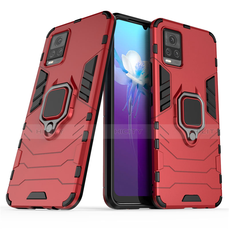 Funda Bumper Silicona y Plastico Mate Carcasa con Magnetico Anillo de dedo Soporte para Vivo V20