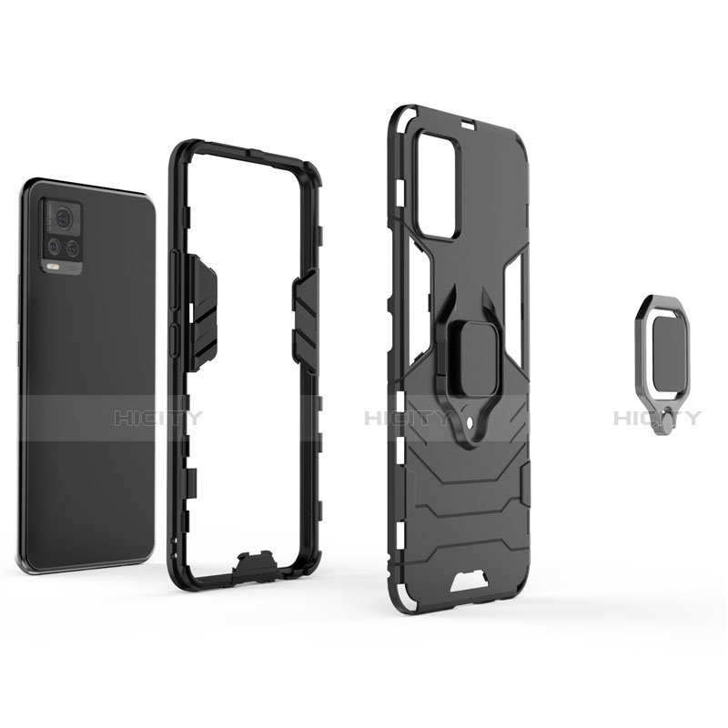 Funda Bumper Silicona y Plastico Mate Carcasa con Magnetico Anillo de dedo Soporte para Vivo V20