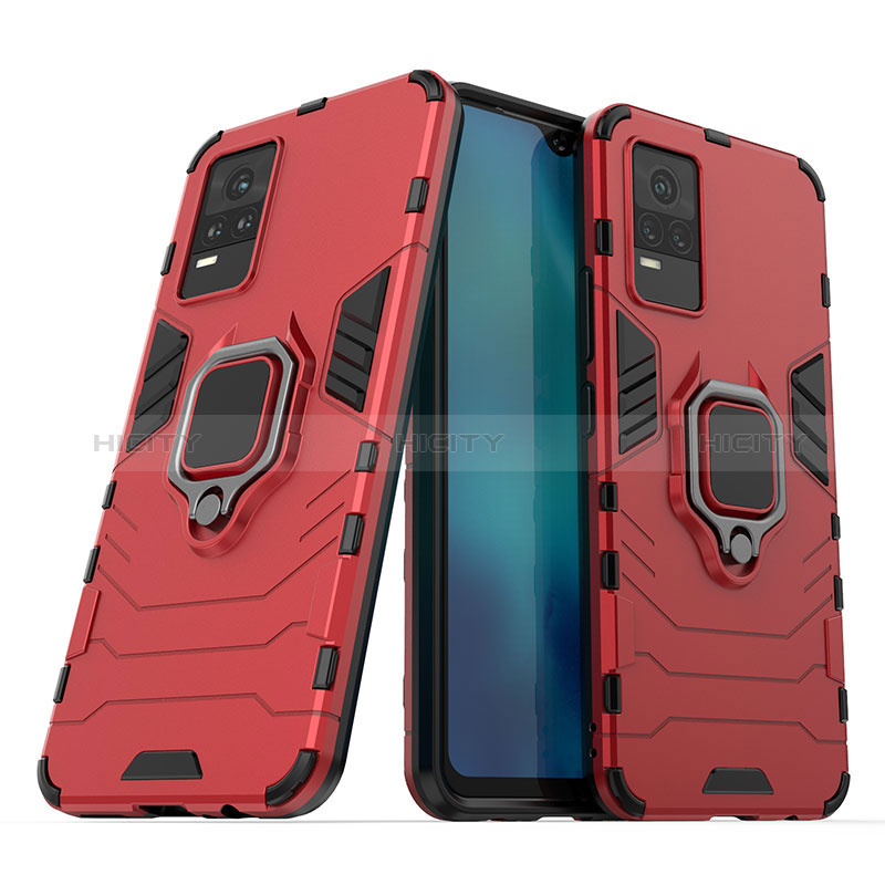 Funda Bumper Silicona y Plastico Mate Carcasa con Magnetico Anillo de dedo Soporte para Vivo V21e 4G