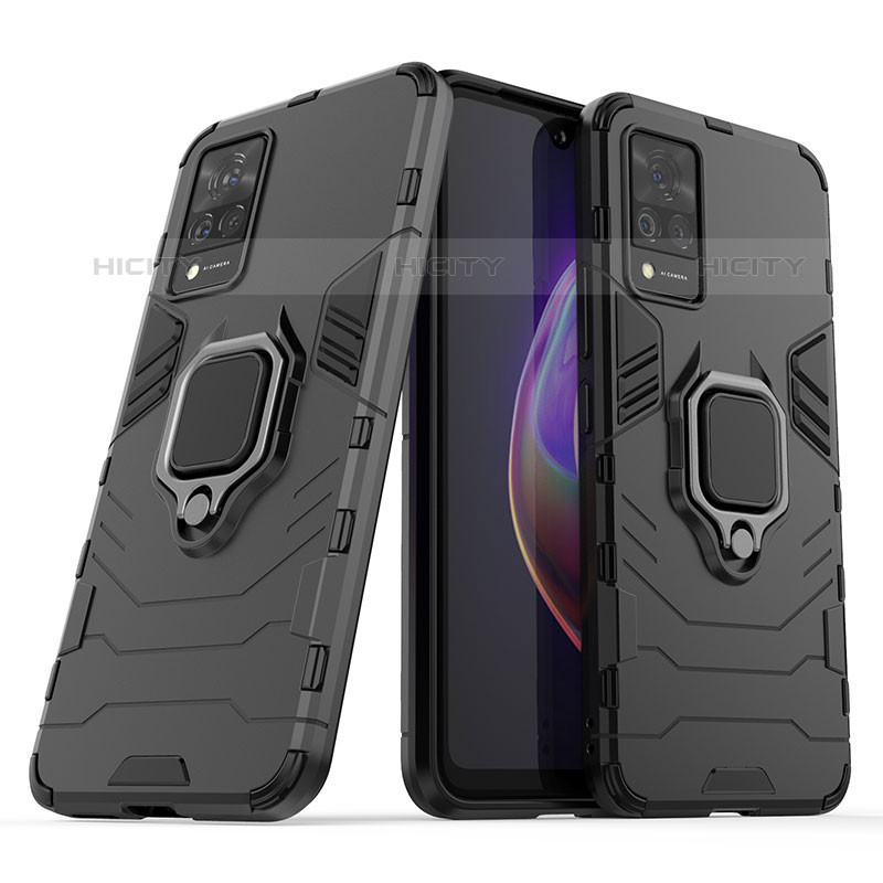 Funda Bumper Silicona y Plastico Mate Carcasa con Magnetico Anillo de dedo Soporte para Vivo V21s 5G