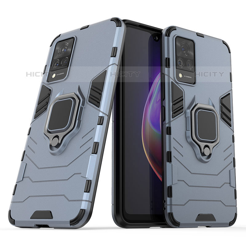 Funda Bumper Silicona y Plastico Mate Carcasa con Magnetico Anillo de dedo Soporte para Vivo V21s 5G