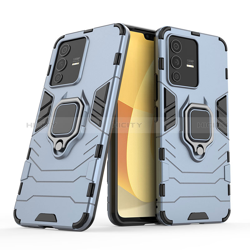 Funda Bumper Silicona y Plastico Mate Carcasa con Magnetico Anillo de dedo Soporte para Vivo V23 5G