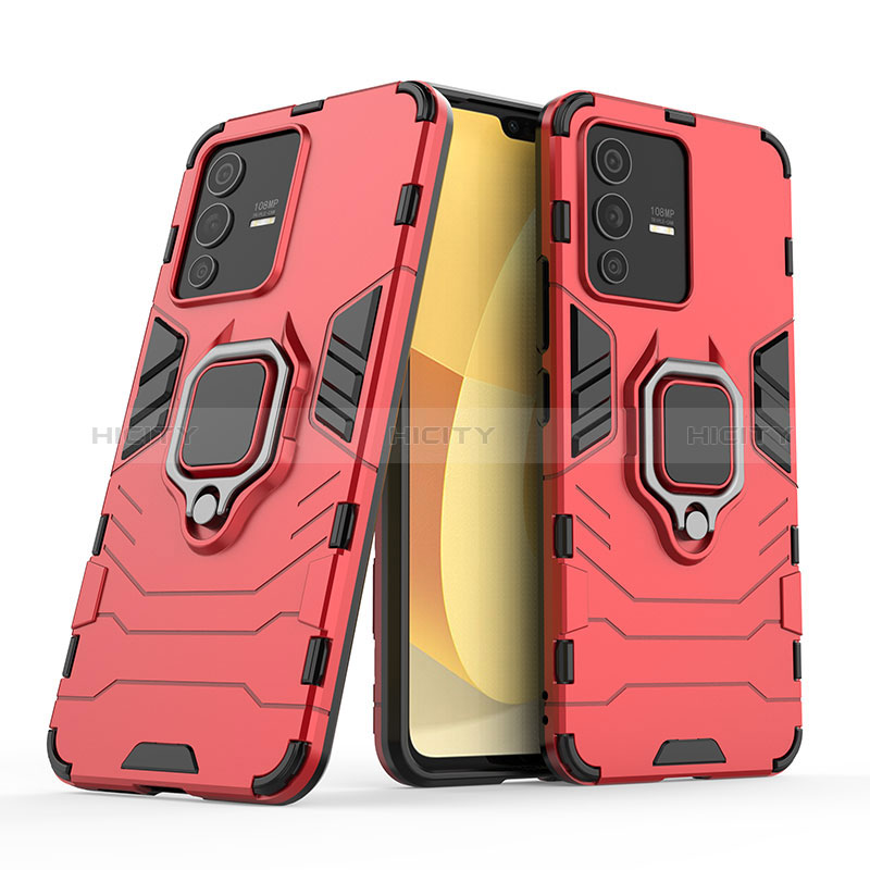 Funda Bumper Silicona y Plastico Mate Carcasa con Magnetico Anillo de dedo Soporte para Vivo V23 5G