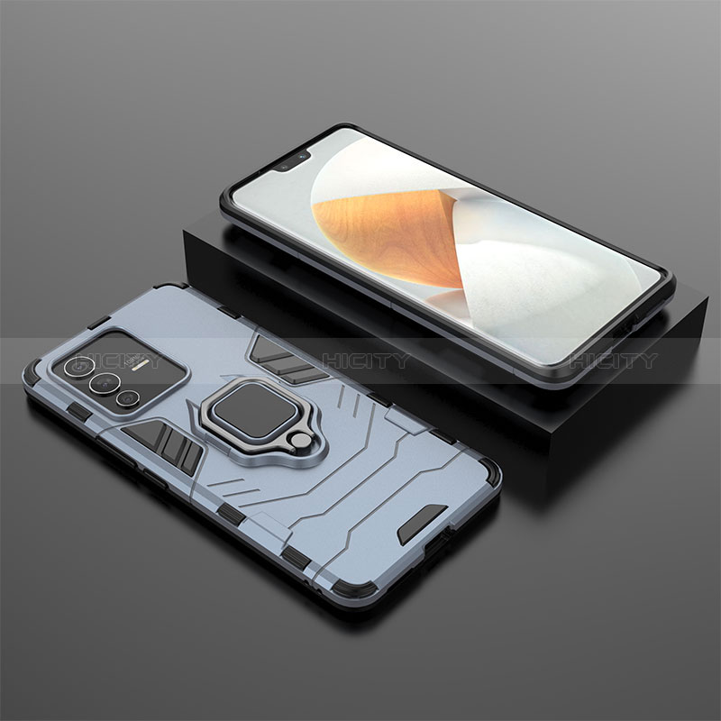 Funda Bumper Silicona y Plastico Mate Carcasa con Magnetico Anillo de dedo Soporte para Vivo V23 Pro 5G