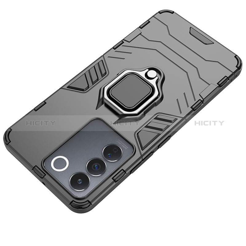 Funda Bumper Silicona y Plastico Mate Carcasa con Magnetico Anillo de dedo Soporte para Vivo V27e 5G