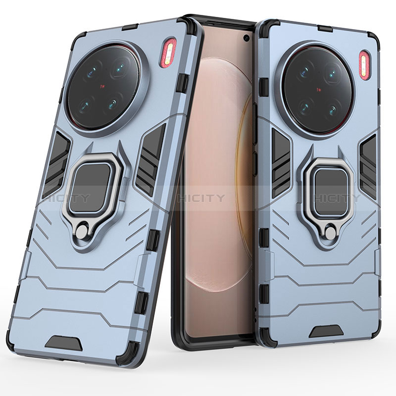 Funda Bumper Silicona y Plastico Mate Carcasa con Magnetico Anillo de dedo Soporte para Vivo X90 Pro+ Plus 5G