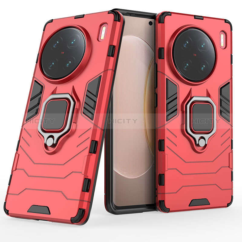 Funda Bumper Silicona y Plastico Mate Carcasa con Magnetico Anillo de dedo Soporte para Vivo X90 Pro+ Plus 5G