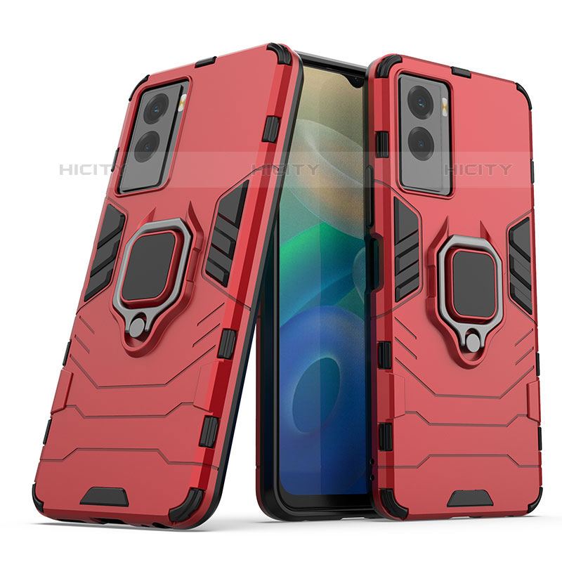 Funda Bumper Silicona y Plastico Mate Carcasa con Magnetico Anillo de dedo Soporte para Vivo Y72t Rojo