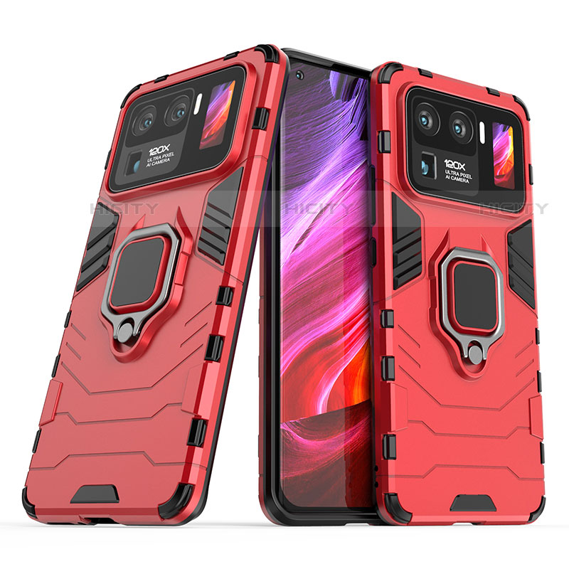 Funda Bumper Silicona y Plastico Mate Carcasa con Magnetico Anillo de dedo Soporte para Xiaomi Mi 11 Ultra 5G