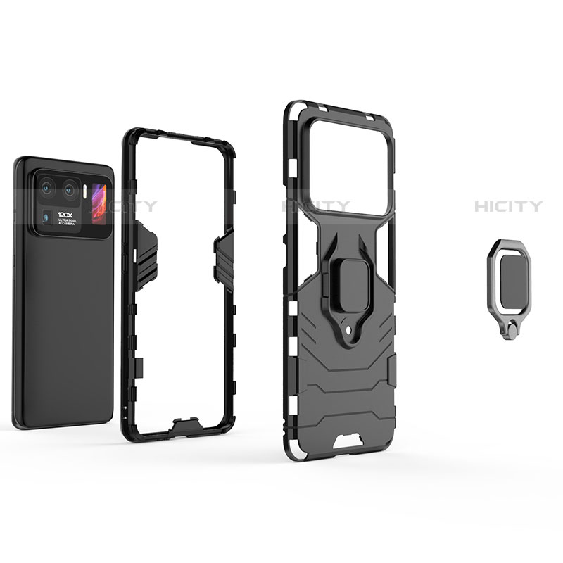 Funda Bumper Silicona y Plastico Mate Carcasa con Magnetico Anillo de dedo Soporte para Xiaomi Mi 11 Ultra 5G