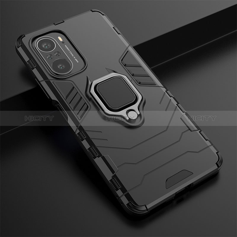 Funda Bumper Silicona y Plastico Mate Carcasa con Magnetico Anillo de dedo Soporte para Xiaomi Mi 11i 5G