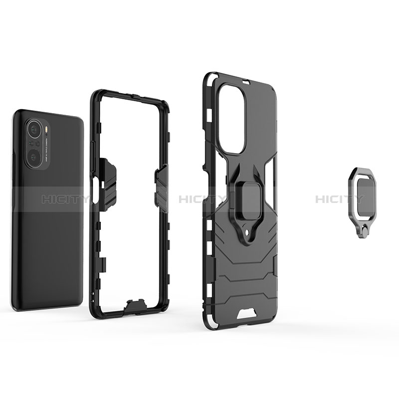 Funda Bumper Silicona y Plastico Mate Carcasa con Magnetico Anillo de dedo Soporte para Xiaomi Mi 11X 5G