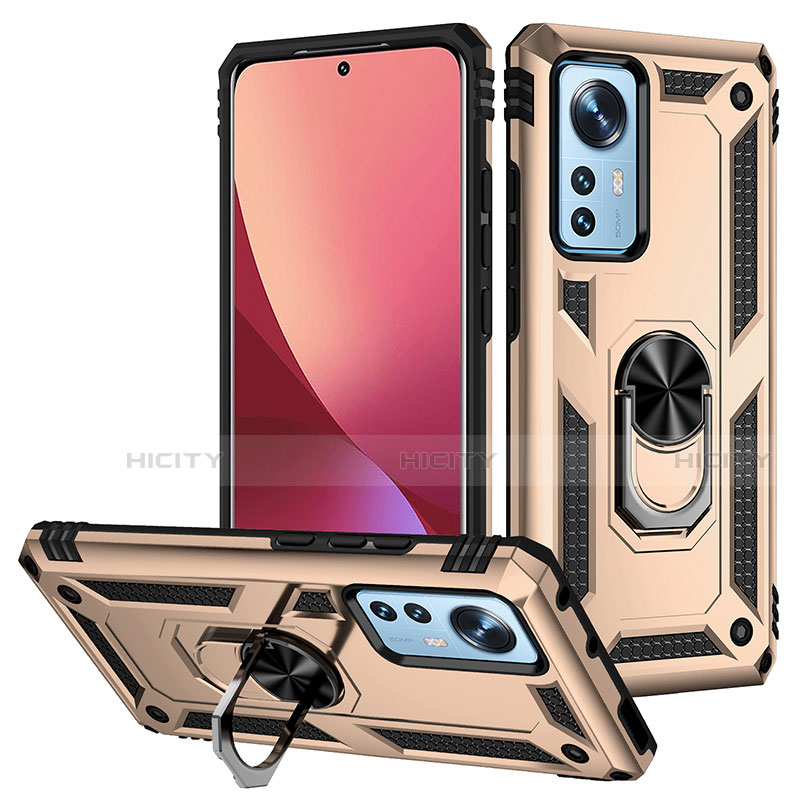 Funda Bumper Silicona y Plastico Mate Carcasa con Magnetico Anillo de dedo Soporte para Xiaomi Mi 12 5G