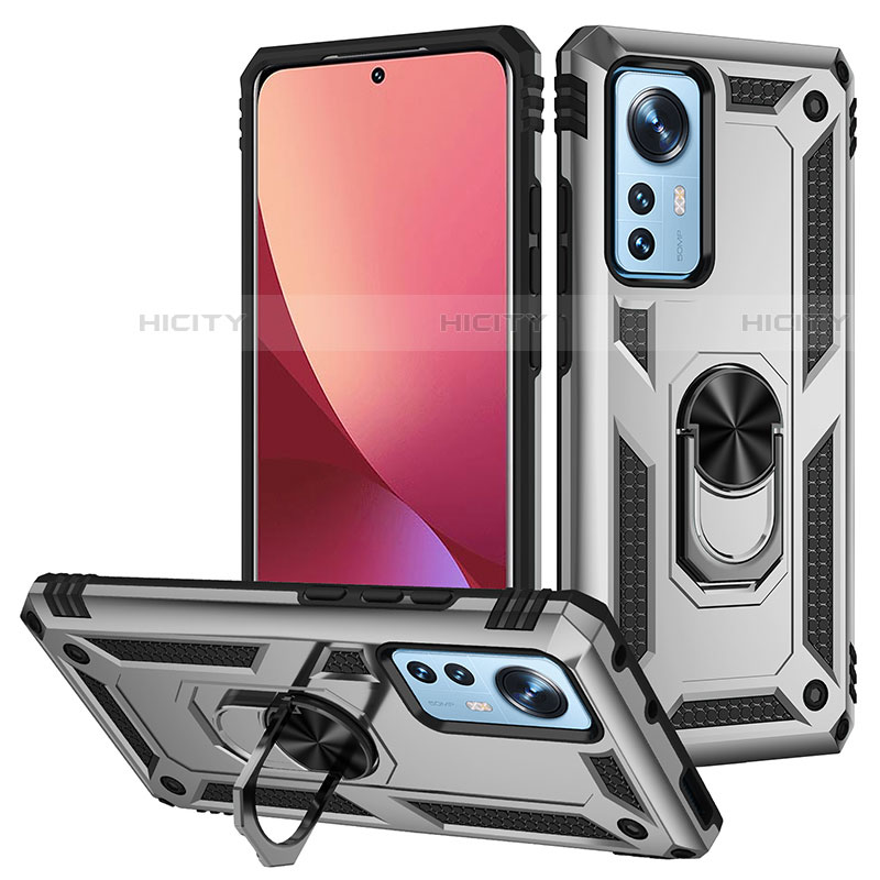 Funda Bumper Silicona y Plastico Mate Carcasa con Magnetico Anillo de dedo Soporte para Xiaomi Mi 12S 5G