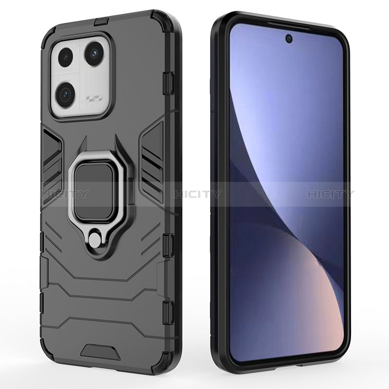 Funda Bumper Silicona y Plastico Mate Carcasa con Magnetico Anillo de dedo Soporte para Xiaomi Mi 13 5G