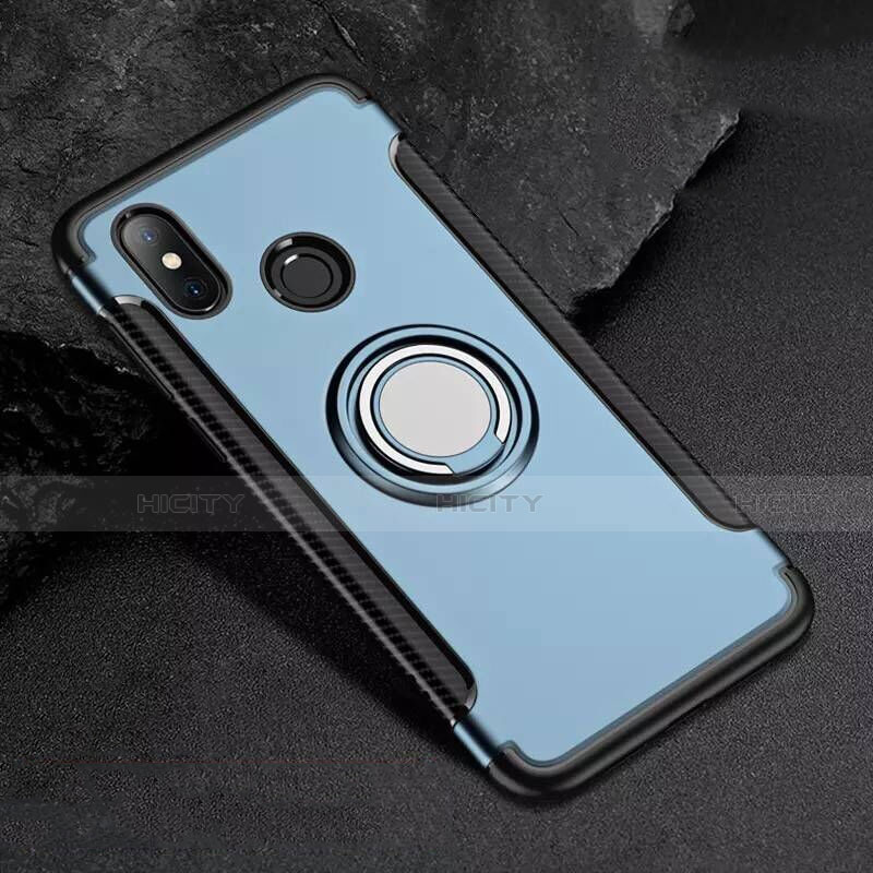 Funda Bumper Silicona y Plastico Mate Carcasa con Magnetico Anillo de dedo Soporte para Xiaomi Mi 8