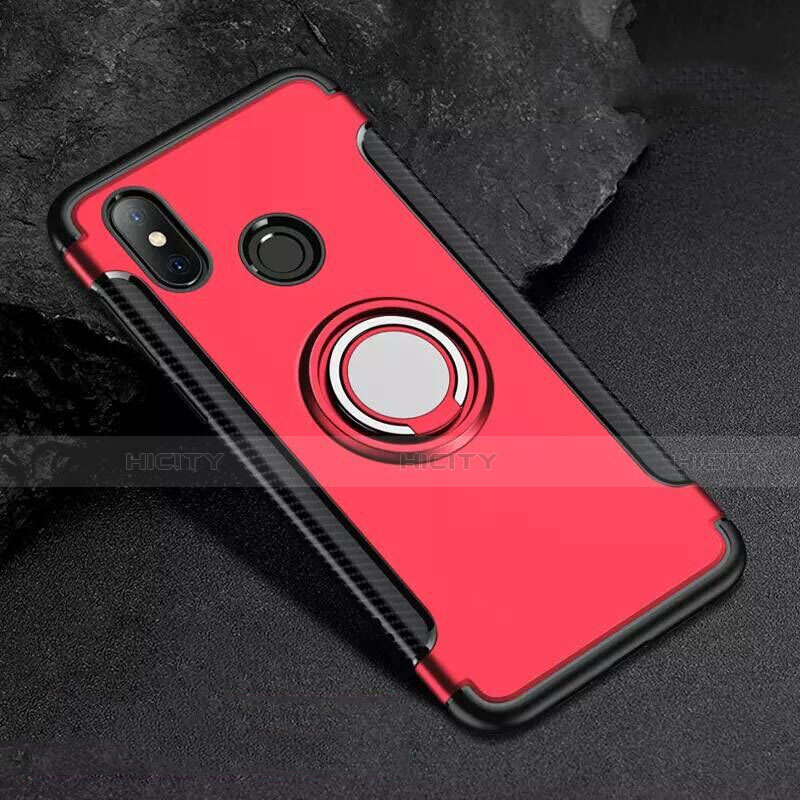 Funda Bumper Silicona y Plastico Mate Carcasa con Magnetico Anillo de dedo Soporte para Xiaomi Mi 8