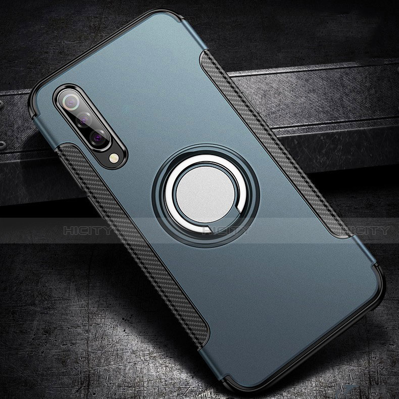 Funda Bumper Silicona y Plastico Mate Carcasa con Magnetico Anillo de dedo Soporte para Xiaomi Mi 9 Pro 5G Cian