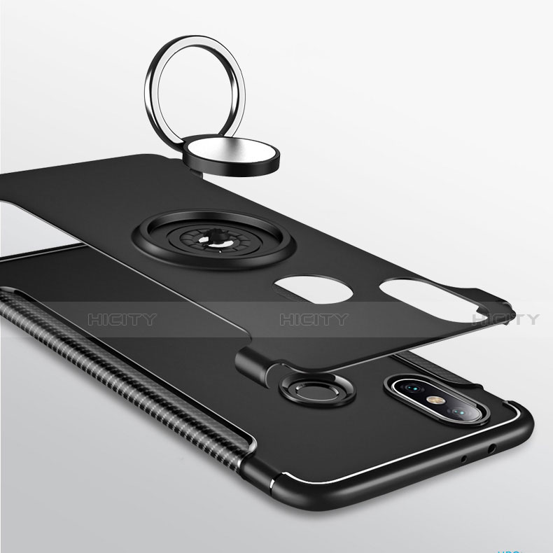 Funda Bumper Silicona y Plastico Mate Carcasa con Magnetico Anillo de dedo Soporte para Xiaomi Mi Max 3