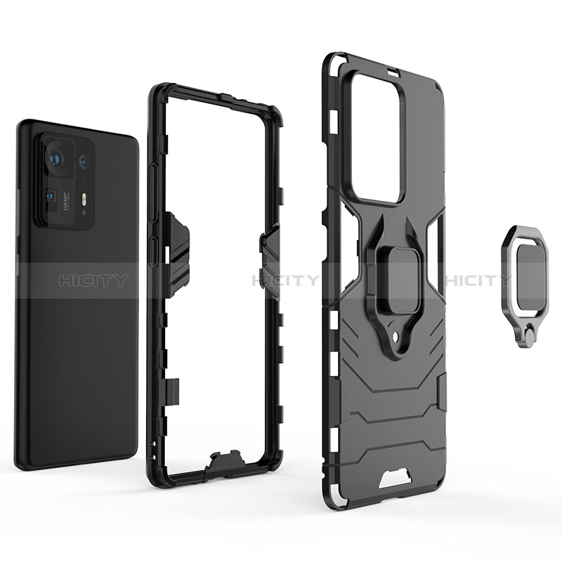 Funda Bumper Silicona y Plastico Mate Carcasa con Magnetico Anillo de dedo Soporte para Xiaomi Mi Mix 4 5G