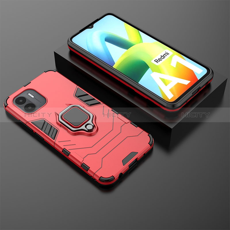 Funda Bumper Silicona y Plastico Mate Carcasa con Magnetico Anillo de dedo Soporte para Xiaomi Poco C50