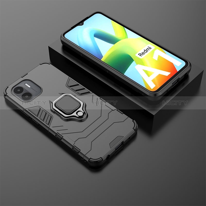 Funda Bumper Silicona y Plastico Mate Carcasa con Magnetico Anillo de dedo Soporte para Xiaomi Poco C50