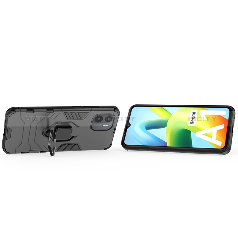 Funda Bumper Silicona y Plastico Mate Carcasa con Magnetico Anillo de dedo Soporte para Xiaomi Poco C50