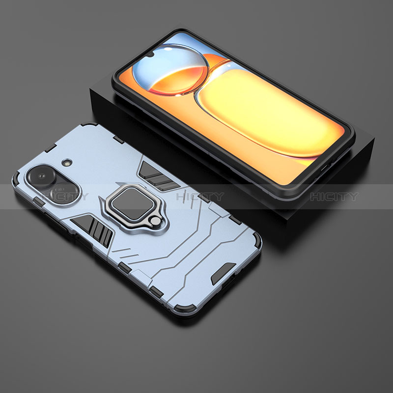 Funda Bumper Silicona y Plastico Mate Carcasa con Magnetico Anillo de dedo Soporte para Xiaomi Poco C65