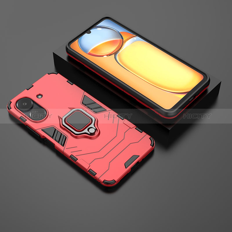 Funda Bumper Silicona y Plastico Mate Carcasa con Magnetico Anillo de dedo Soporte para Xiaomi Poco C65