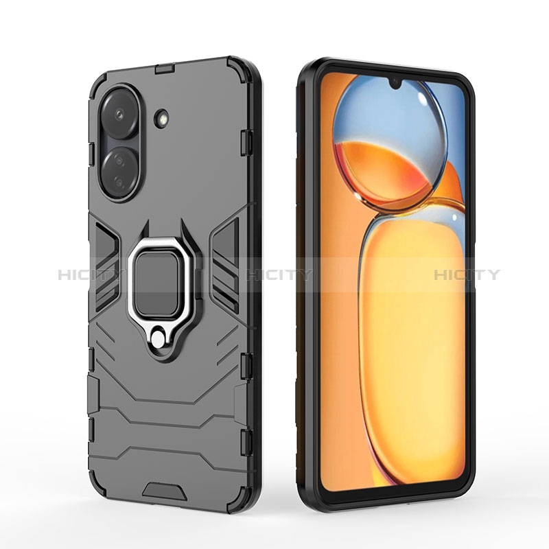 Funda Bumper Silicona y Plastico Mate Carcasa con Magnetico Anillo de dedo Soporte para Xiaomi Poco C65