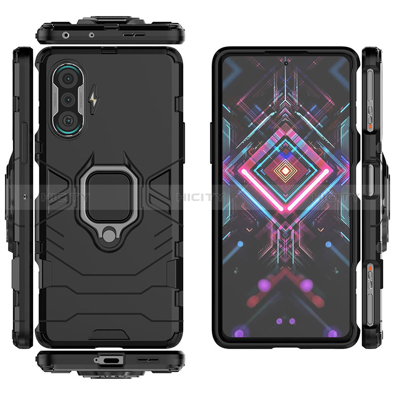 Funda Bumper Silicona y Plastico Mate Carcasa con Magnetico Anillo de dedo Soporte para Xiaomi Poco F3 GT 5G