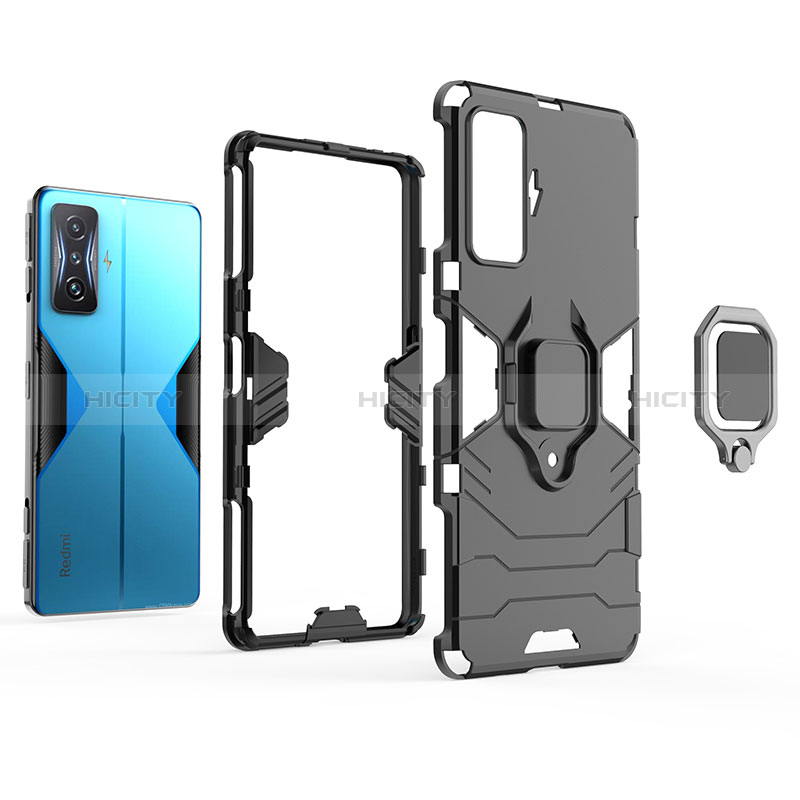 Funda Bumper Silicona y Plastico Mate Carcasa con Magnetico Anillo de dedo Soporte para Xiaomi Poco F4 GT 5G