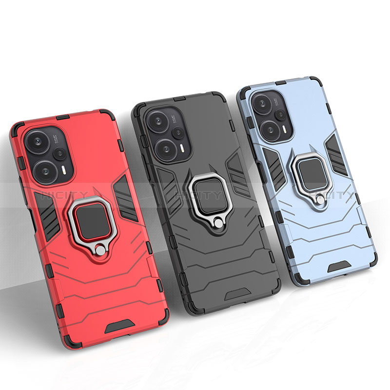 Funda Bumper Silicona y Plastico Mate Carcasa con Magnetico Anillo de dedo Soporte para Xiaomi Poco F5 5G