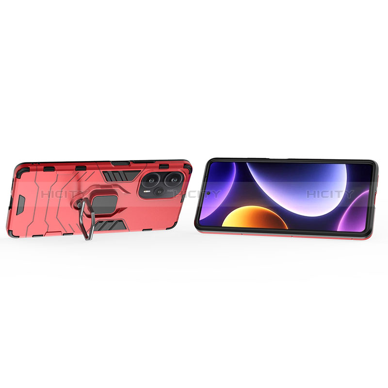 Funda Bumper Silicona y Plastico Mate Carcasa con Magnetico Anillo de dedo Soporte para Xiaomi Poco F5 5G