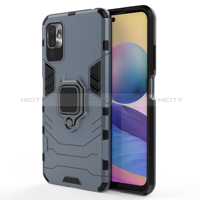 Funda Bumper Silicona y Plastico Mate Carcasa con Magnetico Anillo de dedo Soporte para Xiaomi POCO M3 Pro 5G