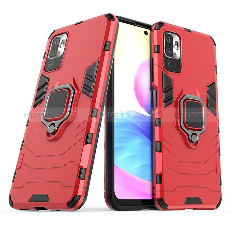 Funda Bumper Silicona y Plastico Mate Carcasa con Magnetico Anillo de dedo Soporte para Xiaomi POCO M3 Pro 5G