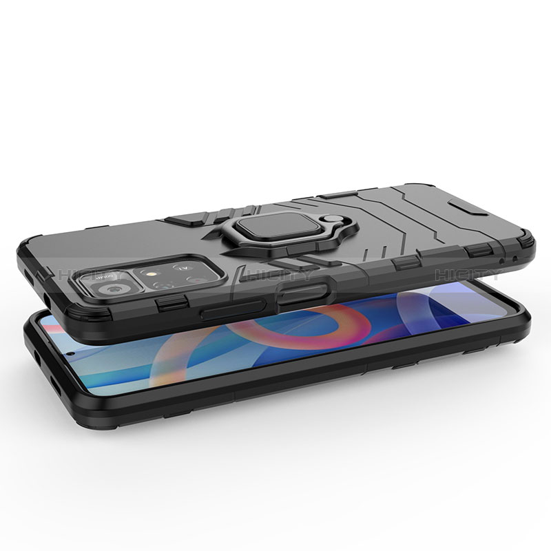Funda Bumper Silicona y Plastico Mate Carcasa con Magnetico Anillo de dedo Soporte para Xiaomi Poco M4 Pro 5G