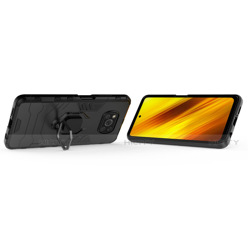 Funda Bumper Silicona y Plastico Mate Carcasa con Magnetico Anillo de dedo Soporte para Xiaomi Poco X3