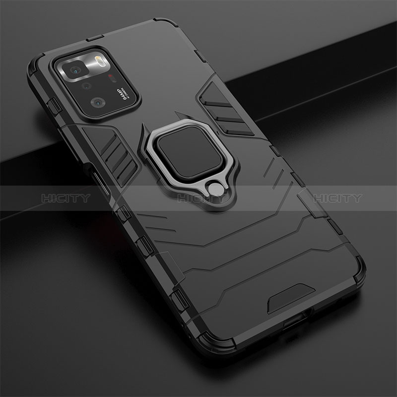 Funda Bumper Silicona y Plastico Mate Carcasa con Magnetico Anillo de dedo Soporte para Xiaomi Poco X3 GT 5G