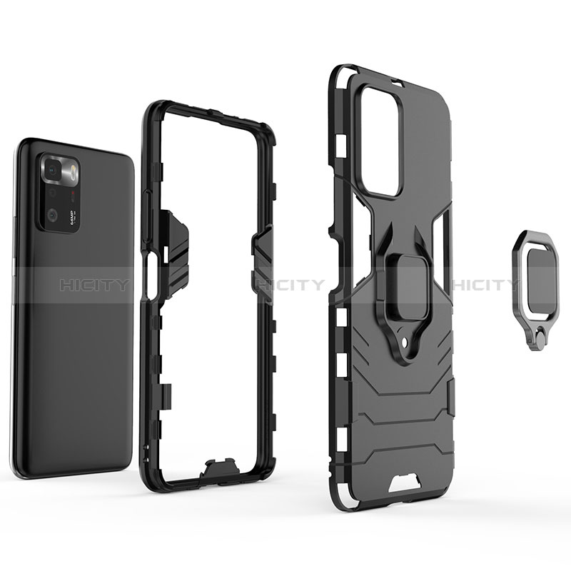 Funda Bumper Silicona y Plastico Mate Carcasa con Magnetico Anillo de dedo Soporte para Xiaomi Poco X3 GT 5G