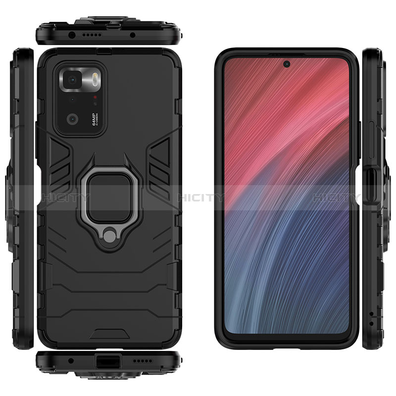 Funda Bumper Silicona y Plastico Mate Carcasa con Magnetico Anillo de dedo Soporte para Xiaomi Poco X3 GT 5G