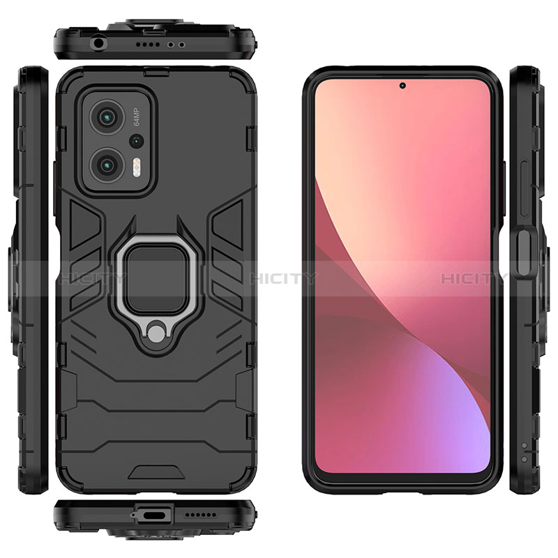 Funda Bumper Silicona y Plastico Mate Carcasa con Magnetico Anillo de dedo Soporte para Xiaomi Poco X4 GT 5G