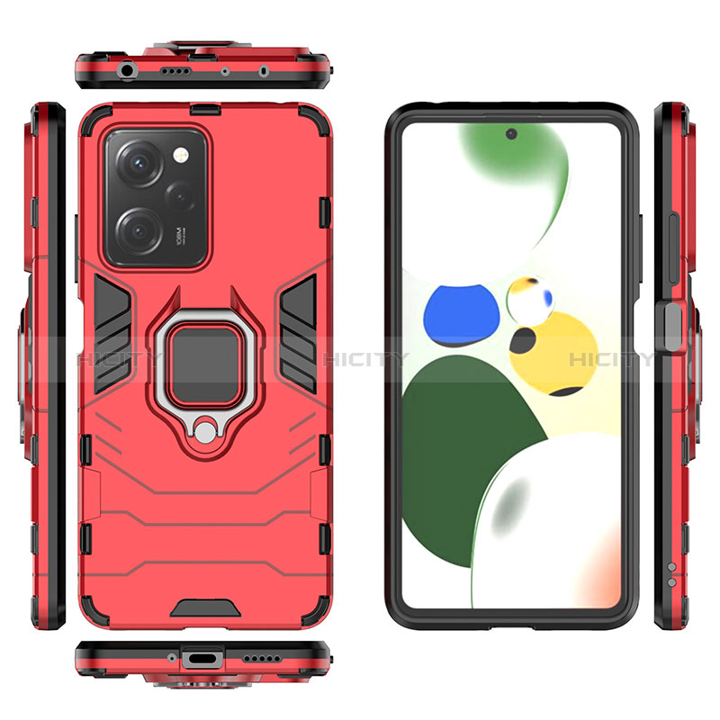 Funda Bumper Silicona y Plastico Mate Carcasa con Magnetico Anillo de dedo Soporte para Xiaomi Poco X5 Pro 5G