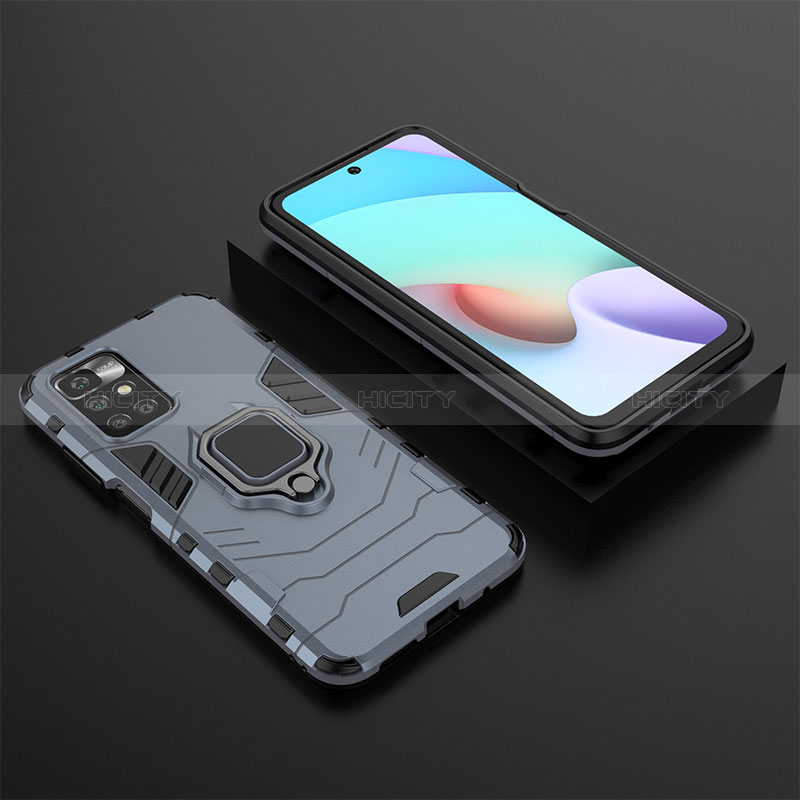 Funda Bumper Silicona y Plastico Mate Carcasa con Magnetico Anillo de dedo Soporte para Xiaomi Redmi 10 (2022)