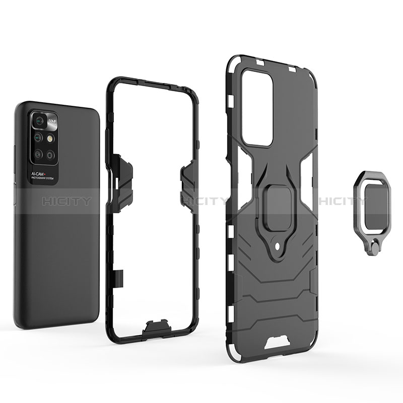 Funda Bumper Silicona y Plastico Mate Carcasa con Magnetico Anillo de dedo Soporte para Xiaomi Redmi 10 (2022)