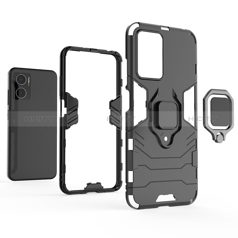 Funda Bumper Silicona y Plastico Mate Carcasa con Magnetico Anillo de dedo Soporte para Xiaomi Redmi 10 Prime Plus 5G