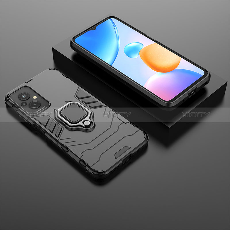 Funda Bumper Silicona y Plastico Mate Carcasa con Magnetico Anillo de dedo Soporte para Xiaomi Redmi 11 Prime 4G