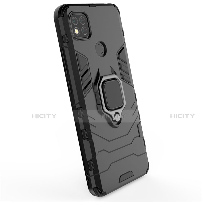 Funda Bumper Silicona y Plastico Mate Carcasa con Magnetico Anillo de dedo Soporte para Xiaomi Redmi 9 India