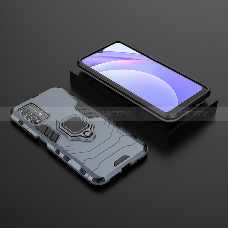 Funda Bumper Silicona y Plastico Mate Carcasa con Magnetico Anillo de dedo Soporte para Xiaomi Redmi 9 Power