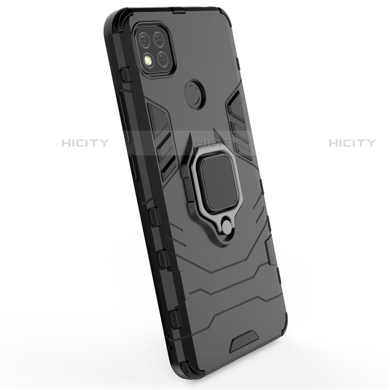 Funda Bumper Silicona y Plastico Mate Carcasa con Magnetico Anillo de dedo Soporte para Xiaomi Redmi 9C